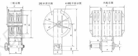 QPQ-50/2×50到QPQ-2500/2×2500型卷揚(yáng)啟閉機(jī)動(dòng)滑輪主要技術(shù)參數(shù)